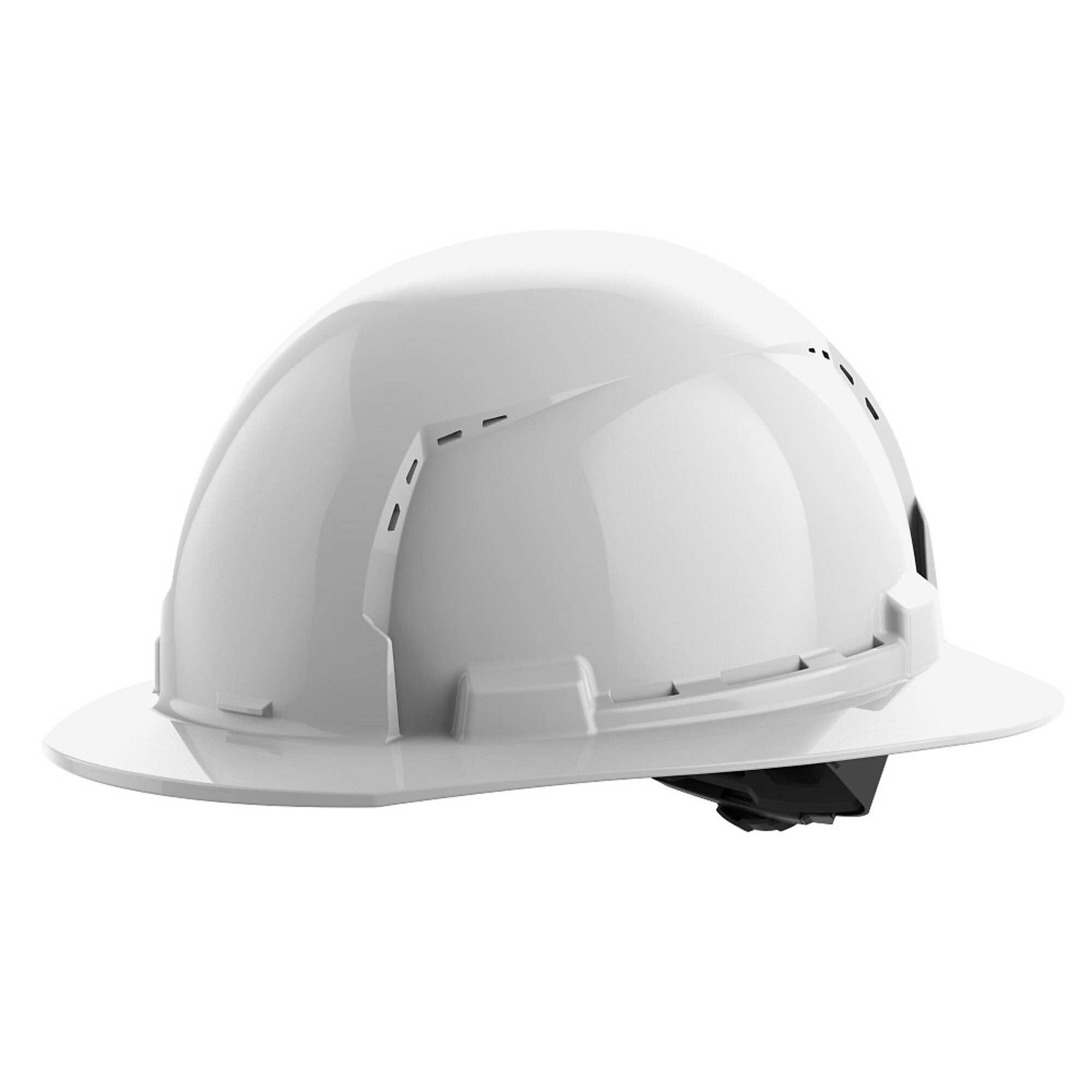 Milwaukee Vented Hard Hat with 4-Point Ratcheting Suspension, Type 1, Class C, Full Brim, White, Model# 48-73-1201